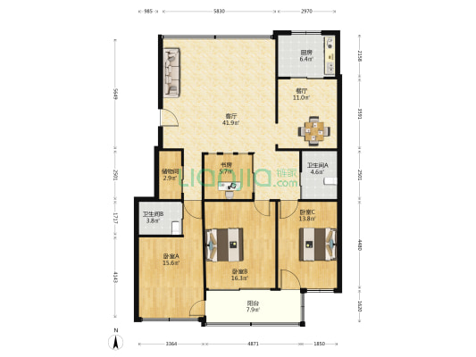 南站公寓 4室2厅2卫 155平方