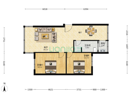 贵钢虹桥 2室1厅1卫 87平方