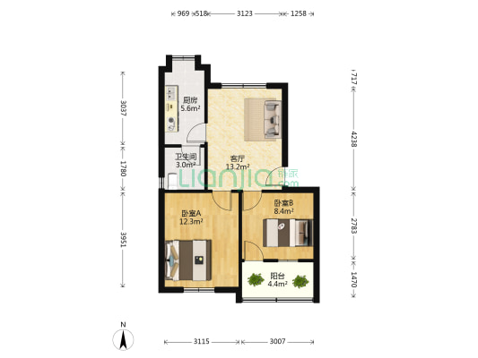 江西省水电工程局向塘住宅小区 2室1厅1卫 60平方