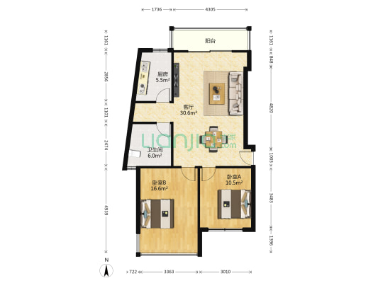 怡景座 2室1厅1卫 98平方