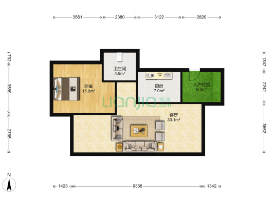 中天世纪新城半山居 1室1厅1卫 140平方