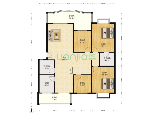 中铁二十三局集团第三工程有限公司 4室1厅2卫 146平方