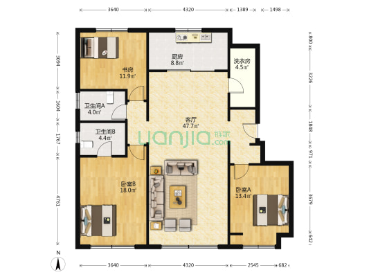 中海閲麓山 3室1厅2卫 140平方