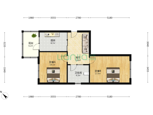 西苑小区 2室1厅1卫 81平方