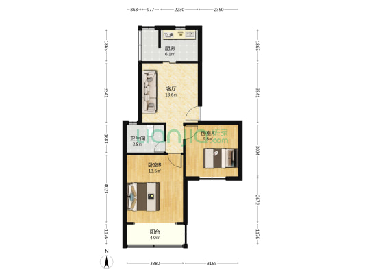 宏阳新村 2室1厅1卫 63平方