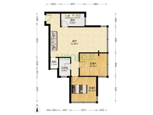 美术小区 2室1厅1卫 79平方