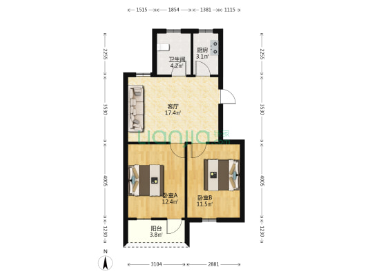 五金小区 2室1厅1卫 65平方