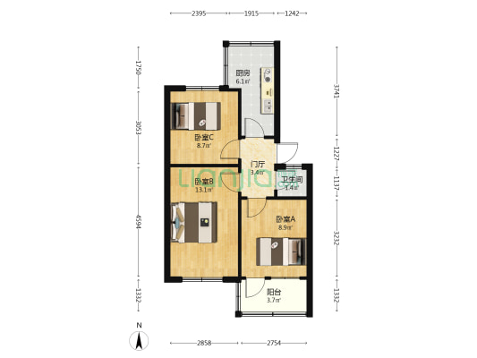水院街16号院 3室0厅1卫 49平方