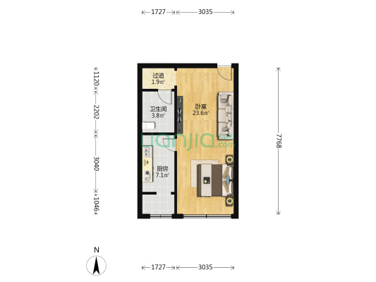金鼎府邸 1室0厅1卫 54平方