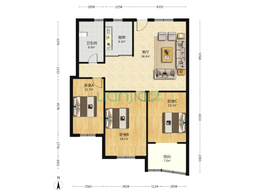 重矿大厦 3室1厅1卫 143平方