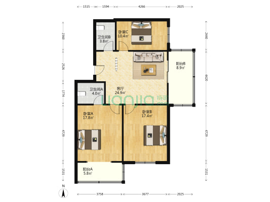 山西省地震局 3室1厅2卫 110平方