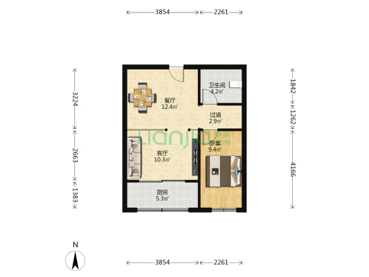 和平馨苑 1室2厅1卫 68平方