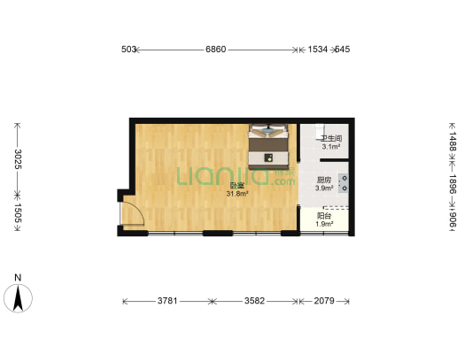 中兴豪庭 1室0厅1卫 55平方