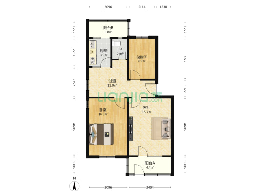 交通局住宅楼 1室1厅1卫 73平方