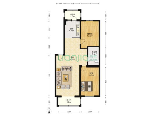 百年新城 1室1厅1卫 110平方