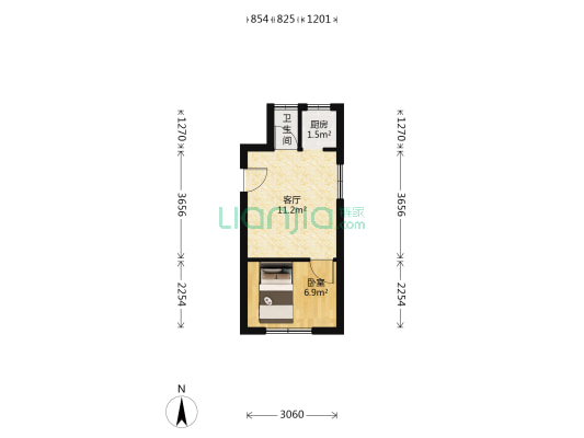 粮道街135号 1室1厅1卫 34平方