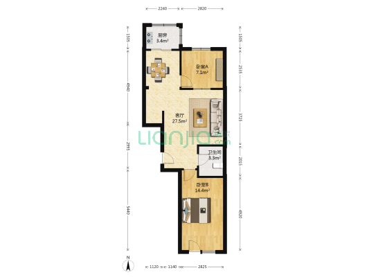 恒美名苑 2室1厅1卫 78平方