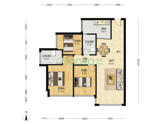 建发·昇荟庭 3室1厅2卫 85平方