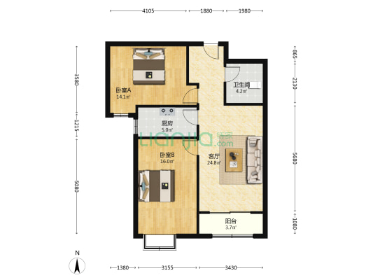 本房子在德信公园北侧 视野挺好的 全天采光不遮挡-户型图