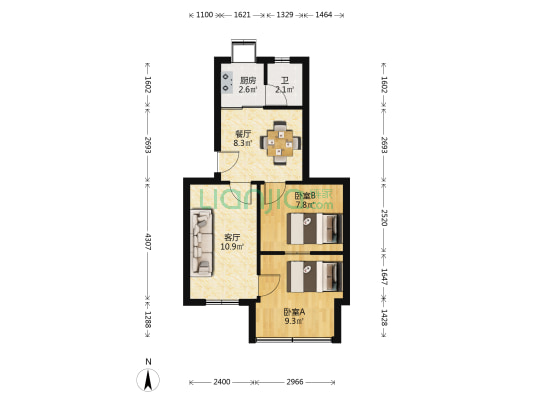 望月湖小区一片区 2室2厅1卫 51平方