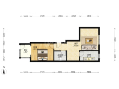 东西朝向 毛坯房 一居室，一层带小院-涿州蓝天美林湾户型图