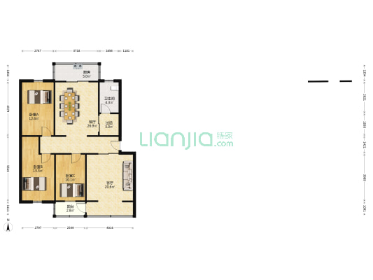 西新苑西区 3室2厅1卫 124平方