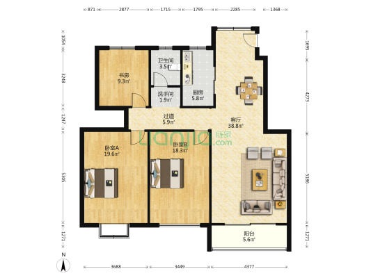 国投欧亚悦府 3室1厅2卫 139平方