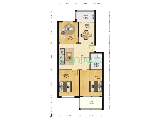 向阳苑 3室2厅1卫 88平方