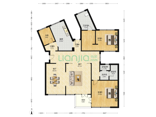 淮海中路1483号 3室2厅4卫 195平方