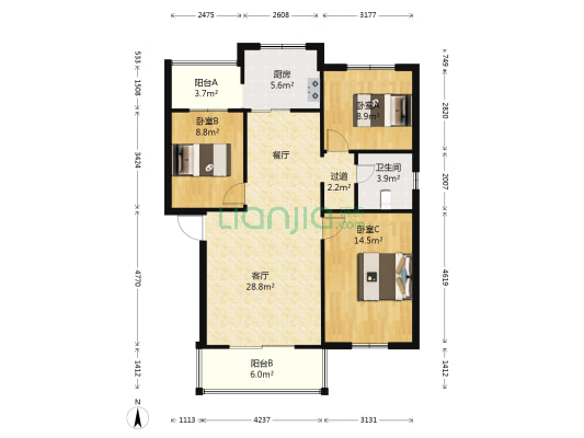 和馨苑 3室1厅1卫 93平方