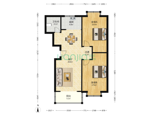 育贤公寓 2室1厅1卫 104平方