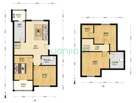 岭华里 2室1厅2卫 92平方