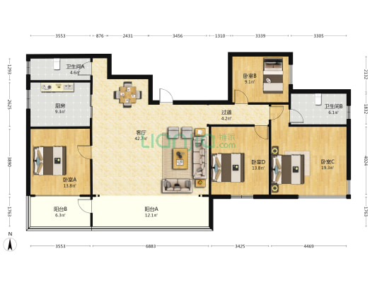 印象康城 4室1厅2卫 171平方
