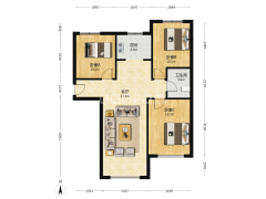 K2狮子城南区 3室1厅 南 北-涿州K2狮子城南区户型图