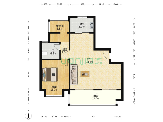 高速时代学府 1室1厅1卫 98平方