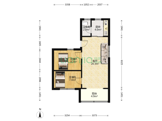 莱特尔事业集团小区 2室1厅1卫 57平方