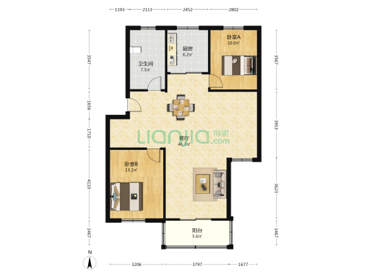 明化小区 2室1厅1卫 102平方