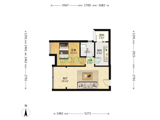 欣芳苑小区 1室1厅1卫 51平方