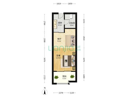 中央商城 1室1厅1卫 50平方