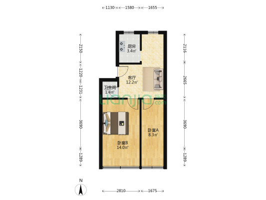 莲花村1到19号 2室1厅1卫 46平方