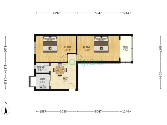 市林业局家属院（红泥沟） 2室1厅1卫 57平方