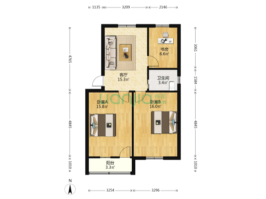 龙亭桥 3室1厅1卫 74平方