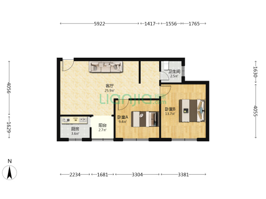 阳光南路110号 2室1厅1卫 72平方