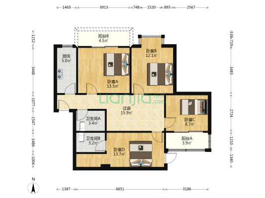 厚美小区 4室0厅2卫 110平方