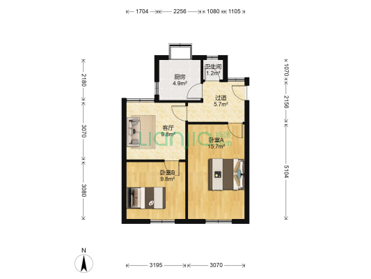 鼓架坡 2室1厅1卫 60平方