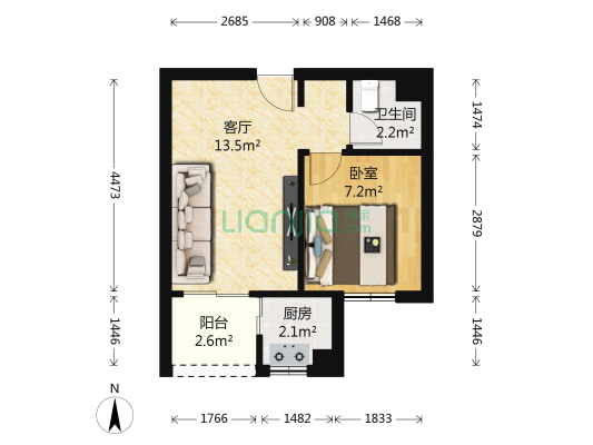 卓越蔚蓝岸 1室1厅1卫 40平方