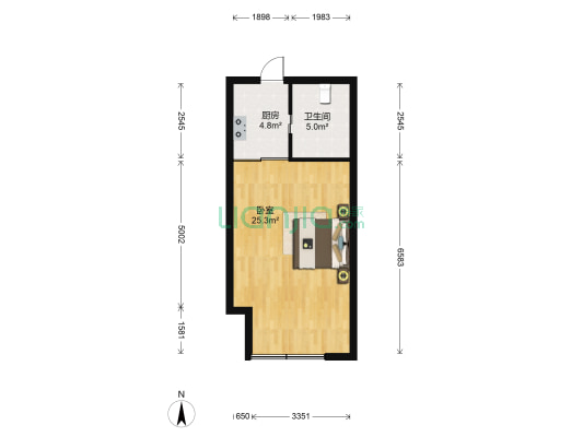苏桂院 1室0厅1卫 52平方
