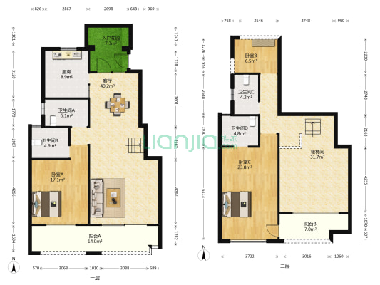 佳兆业壹号花园 3室1厅4卫 181平方