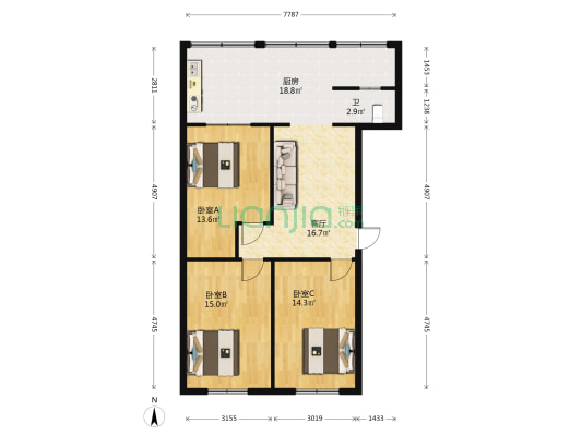 建业小区 3室1厅1卫 108平方
