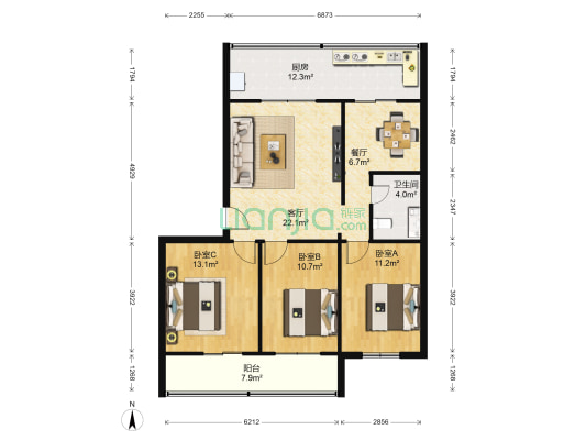 电厂第二社区 3室2厅1卫 99平方